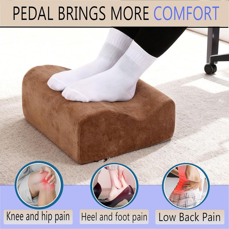 COMFelicify Foot Rest for Under Desk at Work, Ergonomic Under Desk Footrest with Washable Cover, Memory Foam Foot Stool for Office Chair & Gaming Chair, Back & Hip Pain Relief, Brown - Image 4